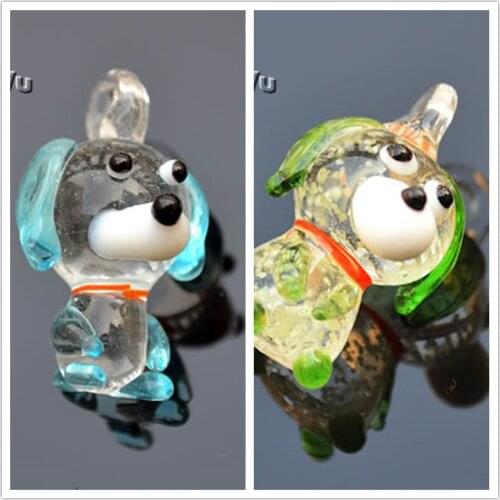 Yingwu Crystal Cute Dog Animal Lampwork Glass Murano Glass Lovely Bead Pendant Fit Necklace DIY 20pcs Wholesale
