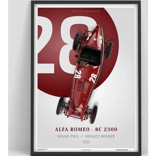Classic F1 Car Poster Alfa Romeo Grand Prix Painting Printed On Canvas Posters Wall Art No Frame Picture for Living Room Decor