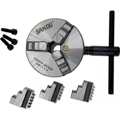 SANOU K11 80mm 3 Jaw Lathe Chuck Manual Self-Centering Metal K11-80 Lathe Chuck With Jaws Turning Machine Tools Accessories