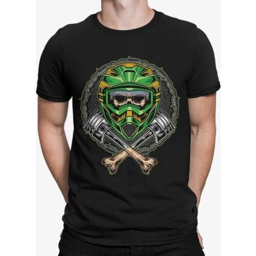 T-shirt skull motocross-skeleton bones skull helmet helmet enduro racer piston
