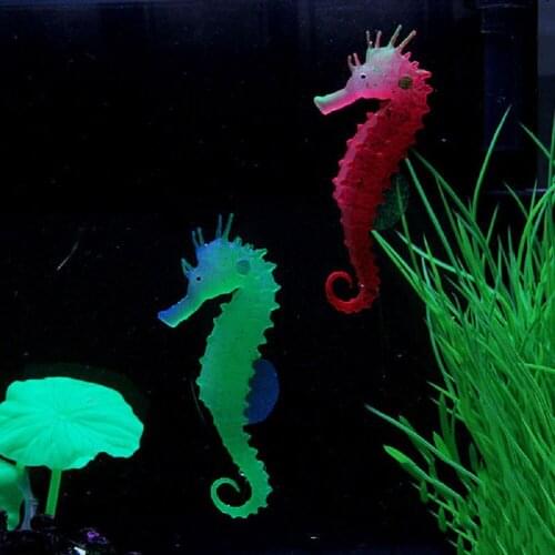 Silicone Artificial Luminous Glowing Effect Sea Horse Fish Tank Simulation Jellyfish Hippocampus Ornament Decoration Landscape