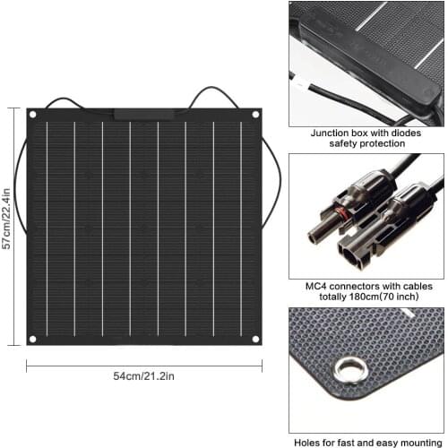 Solar panel 50w semi flexible solar panel 62.5mm*125mm solar cell for 12V solar panel charger system