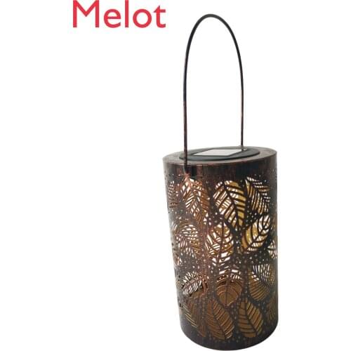 Solar Small Night Lamp Outdoor Waterproof Courtyard Balcony Decoration Hollow Leaves Light and Shadow Led Hanging Lamp
