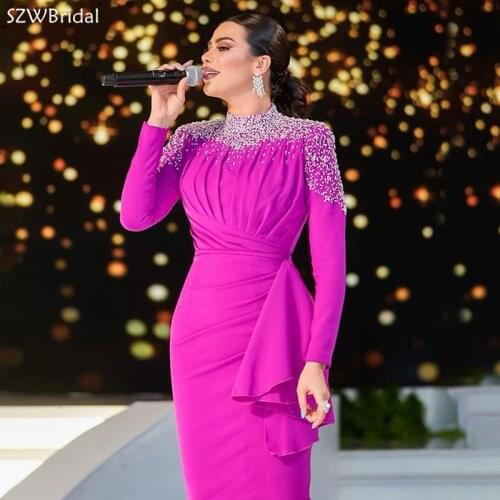 SZWBridal Muslim Mermaid Evening Dresses Gowns 2021 Beading Elegant For Women Wedding Party Vestidos de fiesta