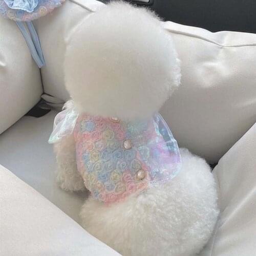 INS Wind Korea Summer and Autumn Mermaid Ji Embroidered Sling Skirt Dog Embroidered Symphony Short Strap Pet Clothes