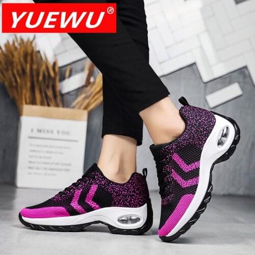 YUEWU Women’s Large Mesh Casual Shoes Air Cushion Damping Help Rebound Safety Dancing Sneakers
