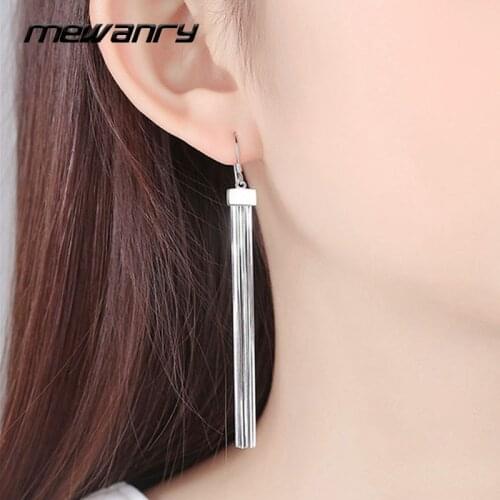 MEWANRY Prevent Allergy 925 Sterling Silver Earrings for Women New Trend Elegant Vintage Long Tassels Lines Design Party Jewelry