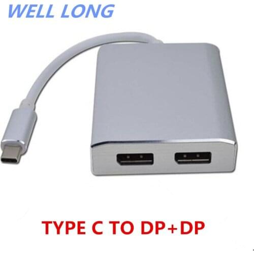 1pcs/lot Type-c to dp+dp silver high-gloss edge supports the same screen display 4k transfer cable 1 out 2