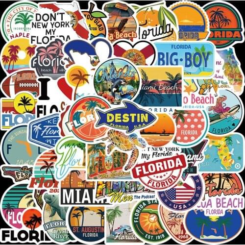 10/50PCS American Florida Landscape Graffiti Stickers For DIY Guitar Skateboard Phone Laptop Suitcase Waterproof Decal Stickers