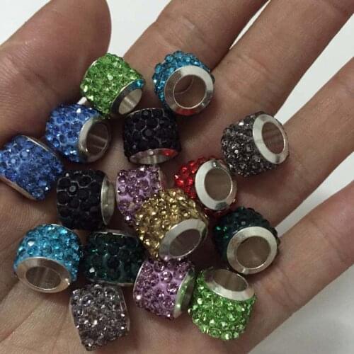10x12mm 20PCS Big Hole Cylindrical Clay Charm Disco Ball Crystal Loose Beads Supplies Jewelry Making Bracelet DIY