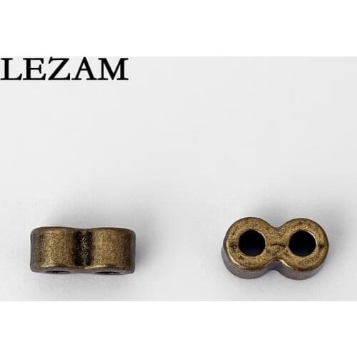 20pcs Antique Bronze Charms Double Hole Slider Beads Spacer For 2mm Round Leather Cord Bracelet Jewelry Making Findings