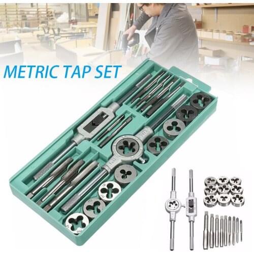 20Pcs High Speed Steel Screw Thread Metric Spiral Hand Plug Tap Drill Bits Set E7