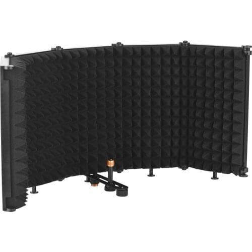 BOYA 5-Panel Mic Foldable Microphone Isolation Shield Soundproof Shield Sound Absorbing Foam Tabletop for Audio Recording Studio