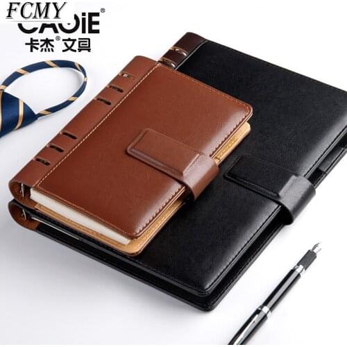 A5 A6 Loose-leaf Notebook Business Meeting Record Book Office Leather Binder Book Detachable Office Supplies