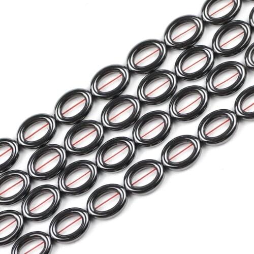 JHNBY Oval Ellipse Circle Black Hematite 16x12MM Natural Stone Spacers Loose Beads For Jewelry Making Diy bracelets accessories