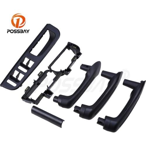 POSSBAY 6 Pcs Black Interior Door Grab Handle Cover Bracket Bezel Panel Trim for VW Golf IV 4 GTI/R32/Variant Left Side Part