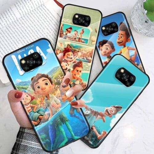 Tempered Glass Shell Luxury Cover Disney Brothers Luca For Xiaomi Mi POCO F3 F2 X3 NFC X2 M2 Pro Shockproof Phone Case