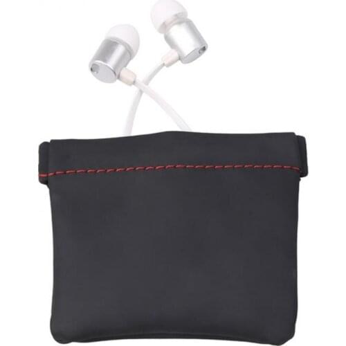 Black Soft PU Leather Earphone Storage Bag Headphone Accessories Mini Portable Mini Earbuds Bluetooth Headset Package Case