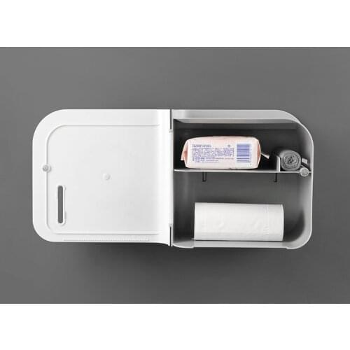 GURET Toilet Paper Holder Portable Toilet Tray Household Storage Holder Punch-free Storage Box Household Bathroom Accessories