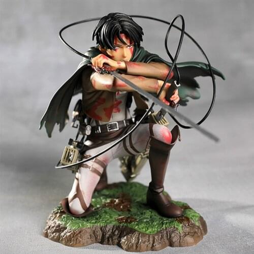 18cm Attack On Titan Levi Ackerman Kneeling Position Pvc Anime Action Figure Collectible Model Doll Statue Toys For Childrens