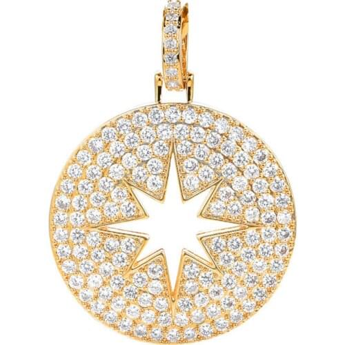 European and American military brand hip-hop jewelry, round hollow star pendant, micro-inlaid zircon pendant