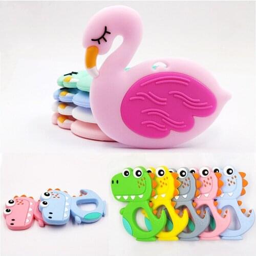 Baby Rodents Silicone Teethers Food Grade BPA Free Teethers Flamingo Dinosaur Rod Teething Baby Shower Gifts Animals Teether