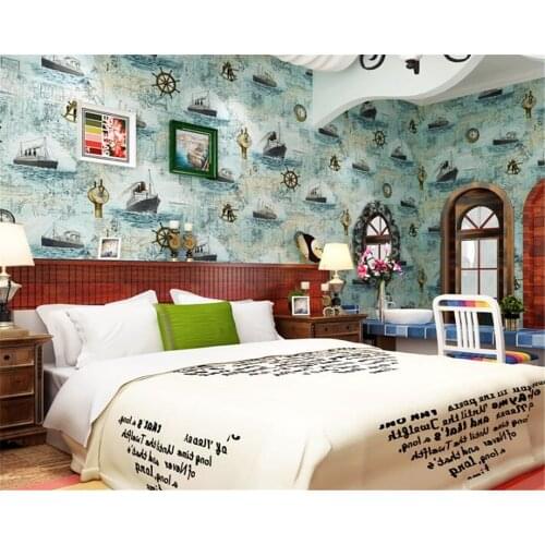 Beibehang Classic Mediterranean environmental nonwovens 3d wallpaper bedroom sailing children background wall papel de parede