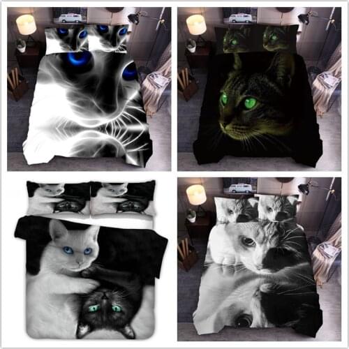 LOVINSUNSHINE Bed Cover Set 3D Animal Black and White Cat European and American Home Quilt Cover QW77