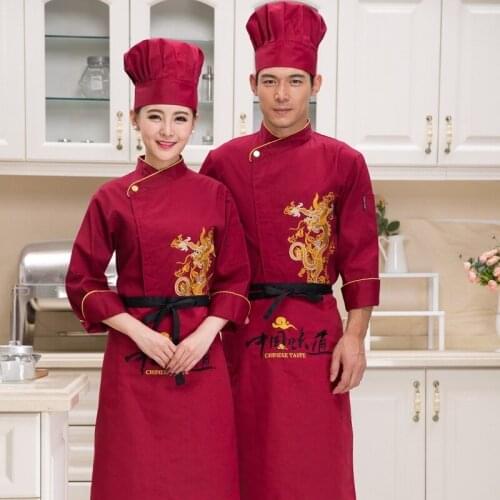New Chefs Long Sleeve Fashion Cookers Outfit Hotel Restaurant Waiter Work Clothes Canteen Restaurant Kitchen Suit B-5581