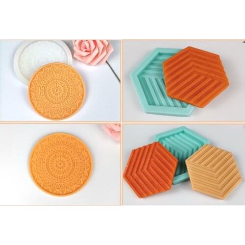 DIY Round Coaster Silicone Molds for Resin Tea Mat Coaster Molds for Resin Casting Mold Diameter 11cm/10cm Colors Random 87HB