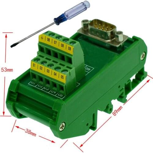DB9 D-Sub DIN Rail Mount Interface Module , DB9 Male Breakout Board DB9 splitter