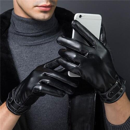 Plus Velvet 2021 Mens PU Leather Gloves Sheepskin Gloves Fashion Female Windproof Gloves Autumn And Winter Mittnes