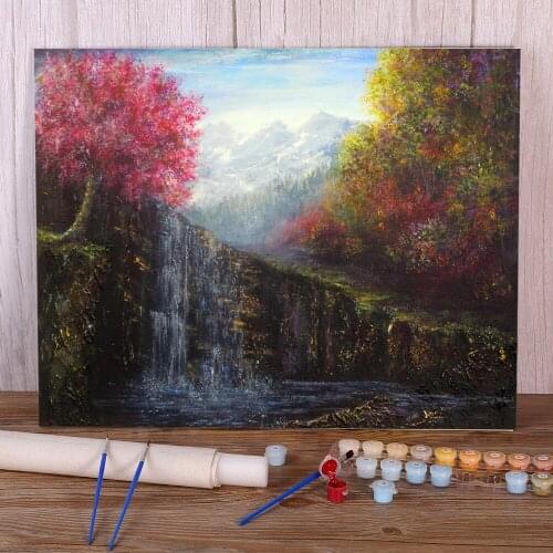 Natural Scenery Cascade Coloring By Numbers Painting Kit Oil Paints 40*50 Canvas Pictures Loft Picture Kids Drawing
