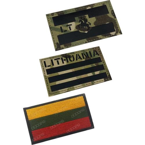 Lithuania flag patches yellow green red stripe embroidery flag patches Badge
