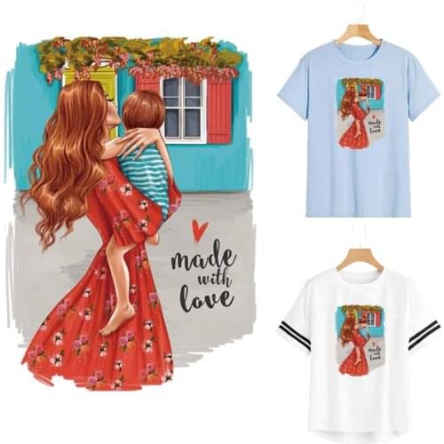 Letter Patches Mom With Girl Transfers Fashion Clothes Heat Transfer Diy Accessory Iron On Stickers Patchmama Love Home