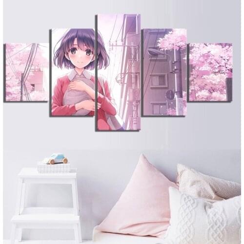 Wall Art Katou Megumi Anime Home Painting Artwork 5 Piece Modern Home Decor HD Print Wall Art Canvas Art For Living Painting