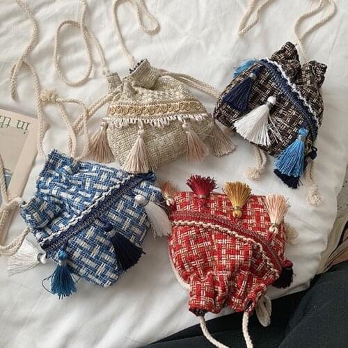 2019 Newest Bucket Bag Women Messenger Bags Shoulder Bag Purse Tassel Bag Small Mini Cell Phone Bag Crossbody Bags for Women