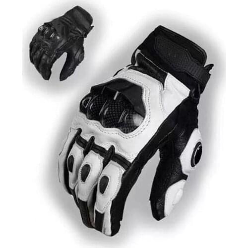 Summer 100% Real Leather Motorcycle Black White Gloves Leather Men Moto Racing Glove Bicycle Cycling Motorbike Motocross Riding