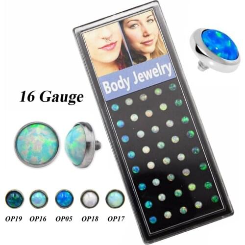 40piece Opal Gem Crystal Dermal Tops G23 Titanium Piercing Top Accessories for Anchor Jewelry Body Skin Diver 16g Threaded