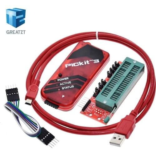 GREATZT PICKIT3 PIC KIT3 PICKIT 3 Programmer Offline Programming PIC Microcontroller Chip Monopoly+PIC Programmer adapter seat