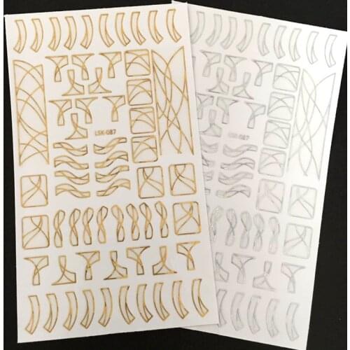 Serier LSK-87 cross shell heart Black White Gold Silver cross 3d nail art stickers decal diy nail tool decorations