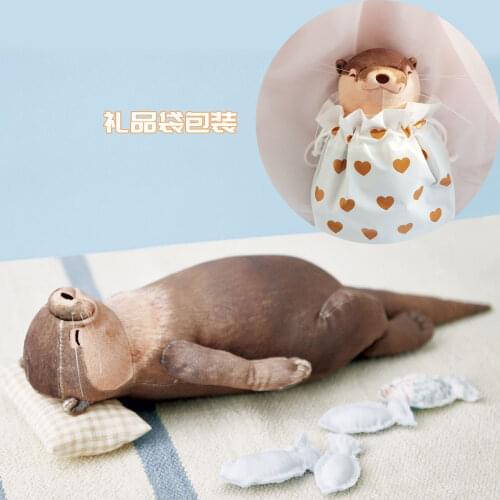 Cute japanese otter doll plush pen bag lifelike stuffed plush toy doll animals storage bag