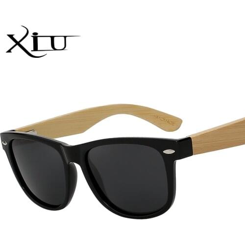XIU Vintage Rivet Flash Mirror Fashion Bamboo Sun glasses Mens Polarized Lens Retro Sunglasses Women Gafas Bamboo