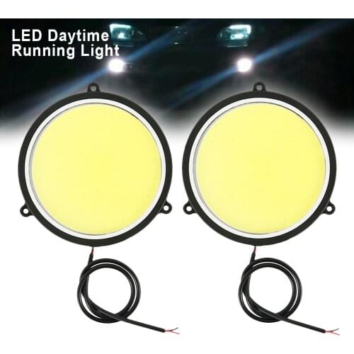 2PCS High Power COB LED Daytime Running Light DRL White Round LED Car Fog Lights Driving Lamp 12V Car Lights