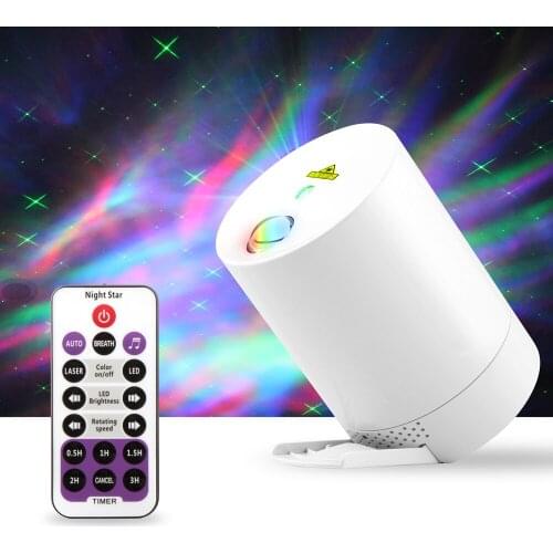 LED Star Night Light Starry Sky Projector Water Wave Lamp Voice Music Rotating Remote Control Bluetooth Bedroom Bedside Lamp