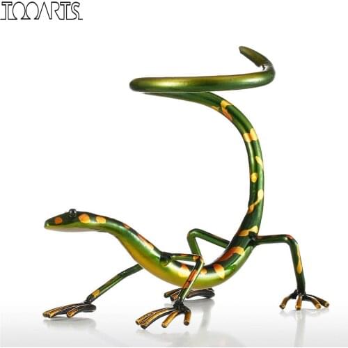 Tooarts Gecko Wine Rack Iron Figurine Home Decoration Crafts Practical Figurine Craft For Home Office