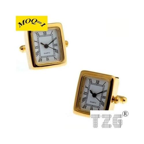 TZG09855 Real Watch Clock With Battery Cufflink Cuff Link 1 Pair Free Shipping Promotion