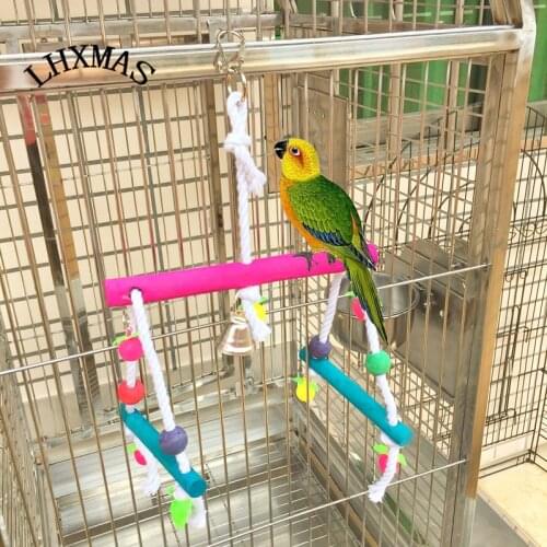 Colorful Bird Toy Chewing Hanging Toy Parakeet Cockatiel Budgie Parrot Toy Bird Cage Accessories T129