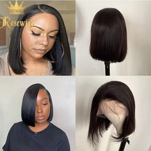 13*4 Short Bob Lace Front Human Hair Wigs For Women Brazilian Straight 130% 150% 180% Density 4*4 Lace Closure Short Bob Wig