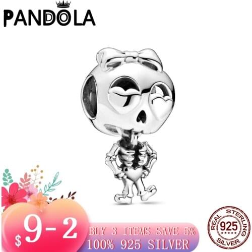 2021 new 925 Sterling Silver animal Skeleton Girl Charms Beads Bracelet Fit Original Pandora Bracelet DIY Jewelry For Women